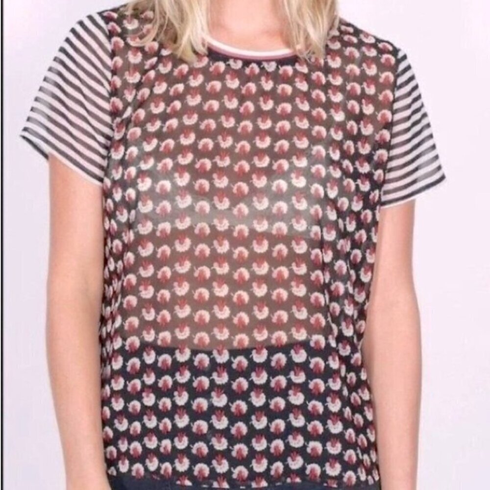 ** Scotch and Soda Mixed Media Semi Sheer Blouse Size S